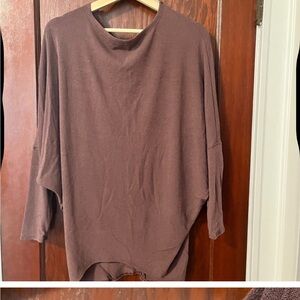 Brown Oversized Long Sleeve Top